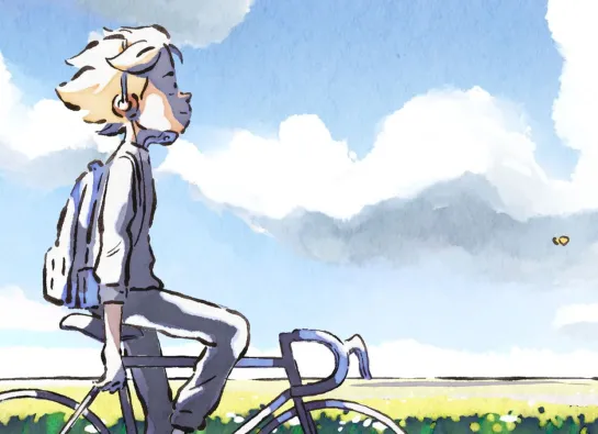 un enfant à vélo