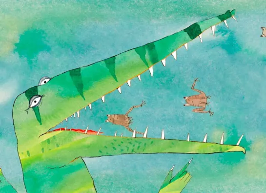 Crocodile qui mange des grenouilles