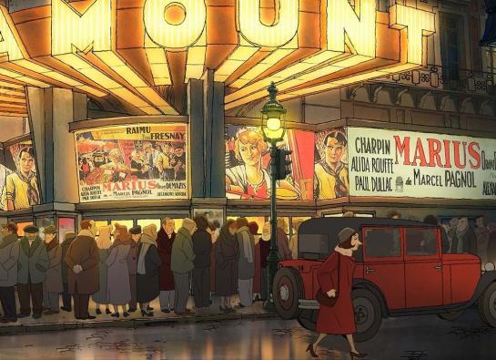 une devanture de cinéma où on projette le film MArius 